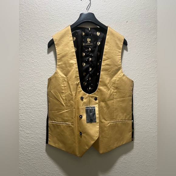 Noose and Monkey Gold and Black Men 2pc Suit Jacket And Vest - Size 42R - Picture 9 of 14
